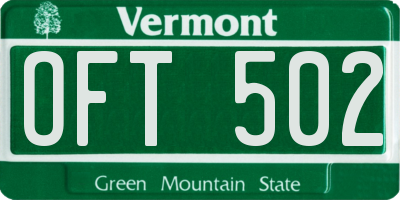 VT license plate OFT502