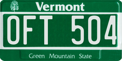 VT license plate OFT504