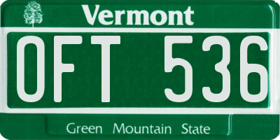 VT license plate OFT536