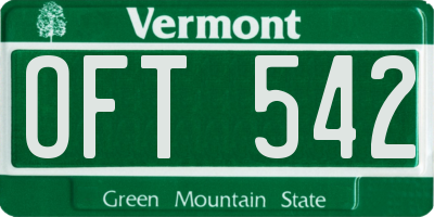 VT license plate OFT542