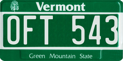 VT license plate OFT543