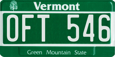 VT license plate OFT546