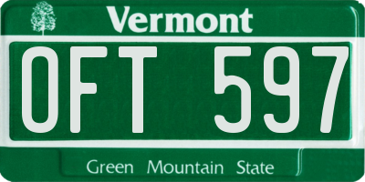 VT license plate OFT597