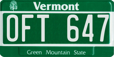 VT license plate OFT647