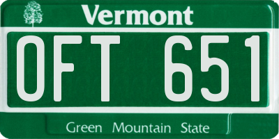 VT license plate OFT651
