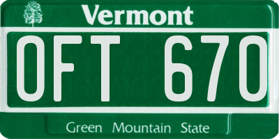 VT license plate OFT670