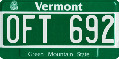 VT license plate OFT692