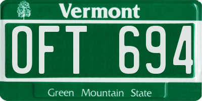 VT license plate OFT694