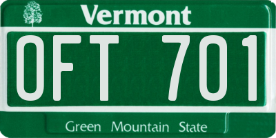 VT license plate OFT701