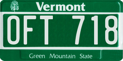 VT license plate OFT718