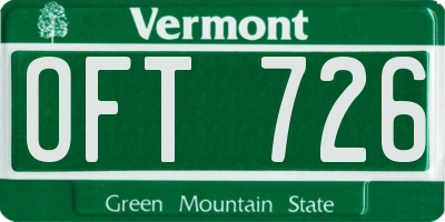 VT license plate OFT726
