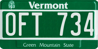 VT license plate OFT734