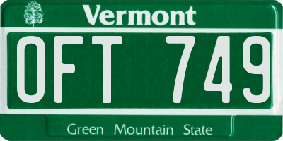 VT license plate OFT749