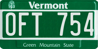 VT license plate OFT754