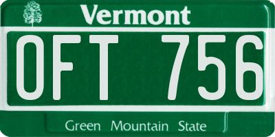 VT license plate OFT756