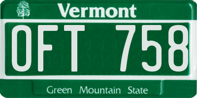VT license plate OFT758
