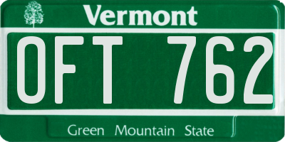 VT license plate OFT762