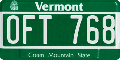 VT license plate OFT768