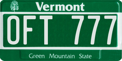 VT license plate OFT777