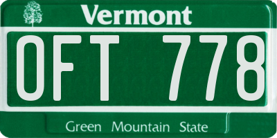 VT license plate OFT778