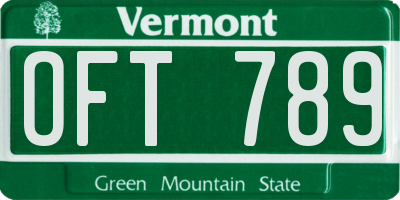 VT license plate OFT789
