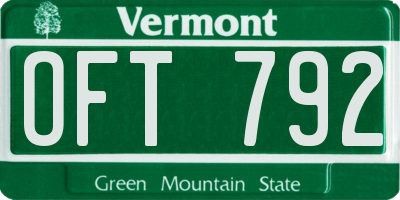 VT license plate OFT792