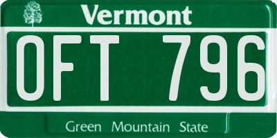 VT license plate OFT796