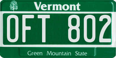 VT license plate OFT802