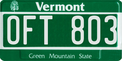 VT license plate OFT803
