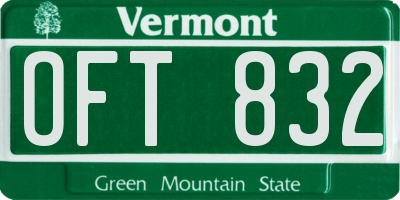 VT license plate OFT832