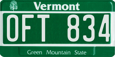 VT license plate OFT834