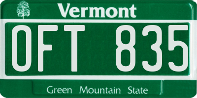 VT license plate OFT835