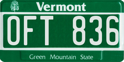 VT license plate OFT836