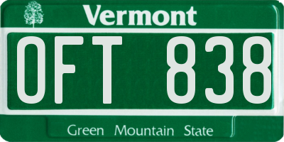 VT license plate OFT838
