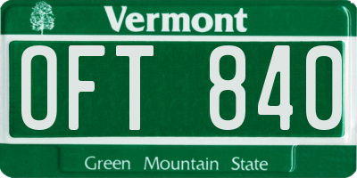 VT license plate OFT840