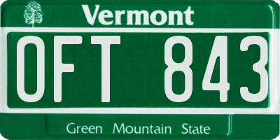 VT license plate OFT843