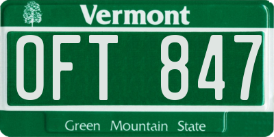 VT license plate OFT847