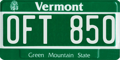 VT license plate OFT850