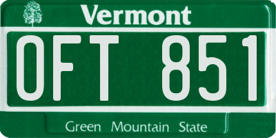 VT license plate OFT851