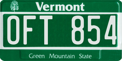 VT license plate OFT854