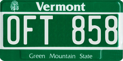 VT license plate OFT858