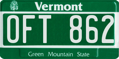 VT license plate OFT862