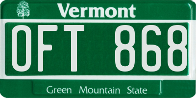 VT license plate OFT868