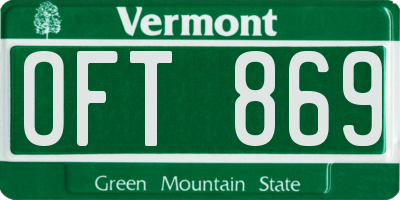 VT license plate OFT869