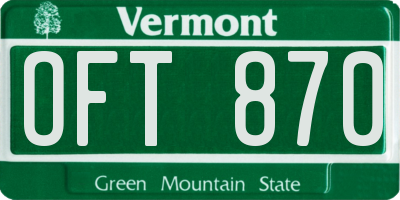 VT license plate OFT870