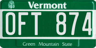 VT license plate OFT874