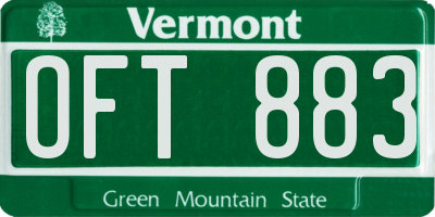 VT license plate OFT883