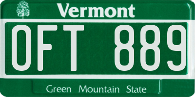 VT license plate OFT889