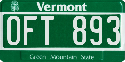 VT license plate OFT893