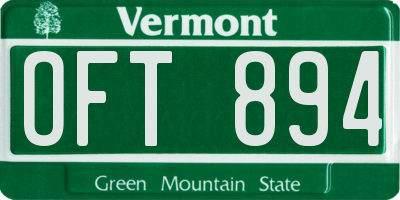 VT license plate OFT894